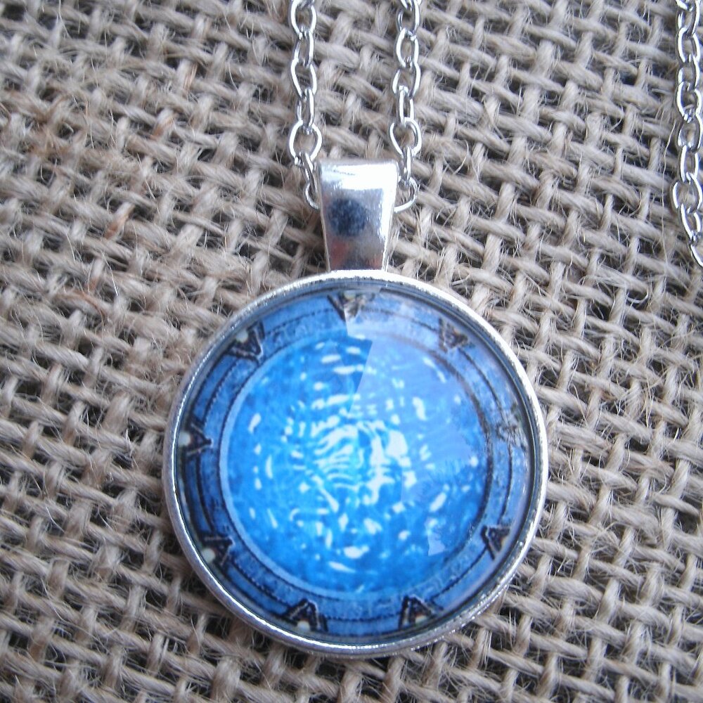 Stargate Glass Cabochon Pendant Necklace